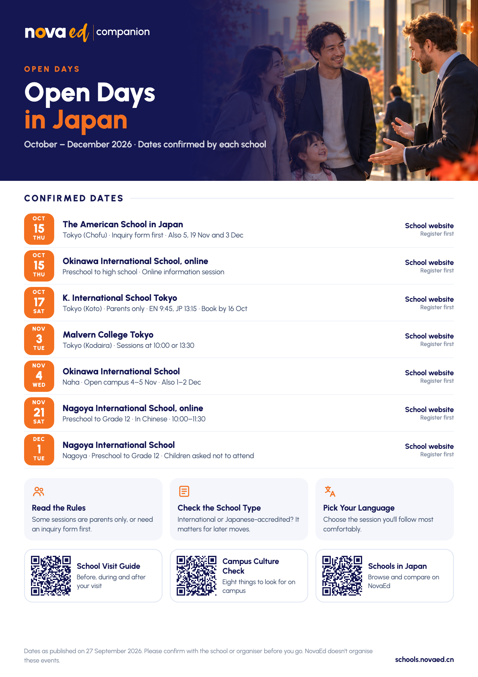 Open Days in Japan: How to Make the Most of Autumn 2026: confirmed dates