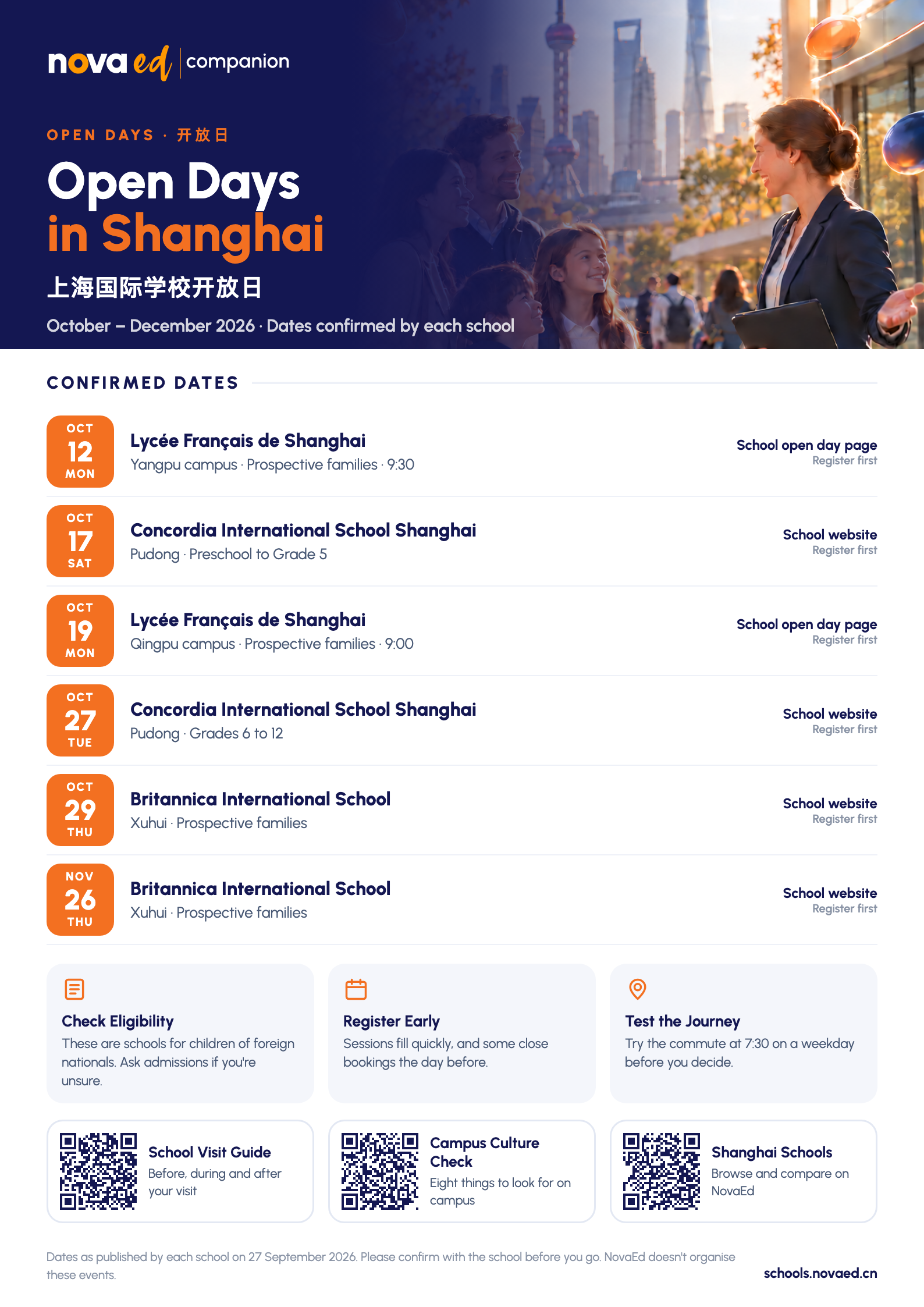 Open Days in Shanghai: How to Make the Most of Autumn 2026: confirmed dates