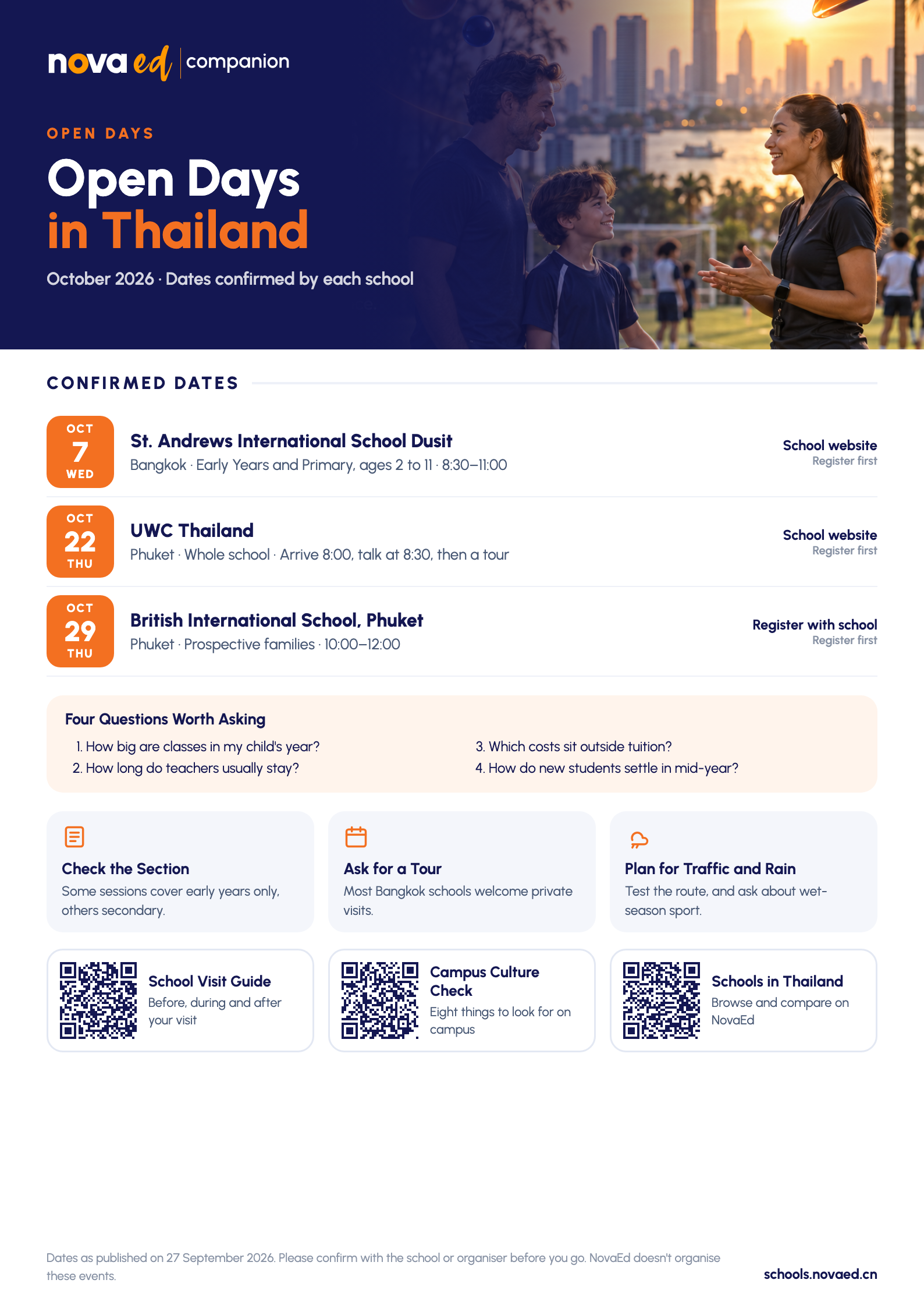 Open Days in Thailand: How to Make the Most of Autumn 2026: confirmed dates